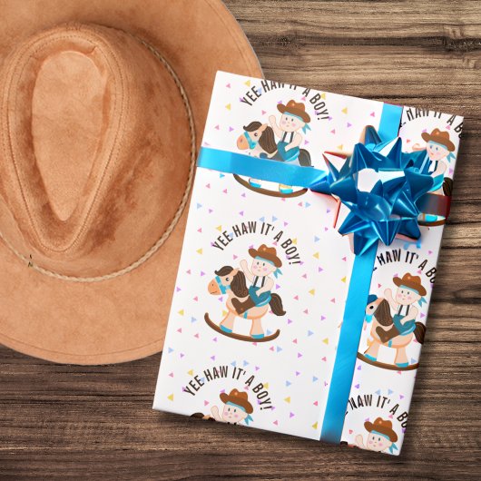 Western Cowboy Rockpferd seine Kinderdusche Geschenkpapier