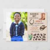 Western Cowboy Rodeo Boys Foto Geburtstag Einladung (Vorderseite)