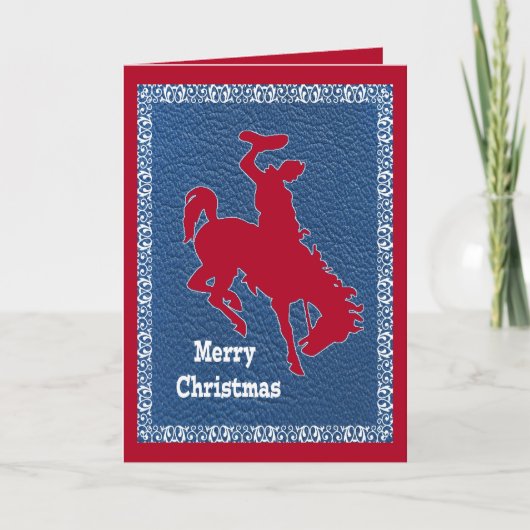 Western Cowboy Rodeo Bronc Rider Imitate Leather Karte (Vorderseite)