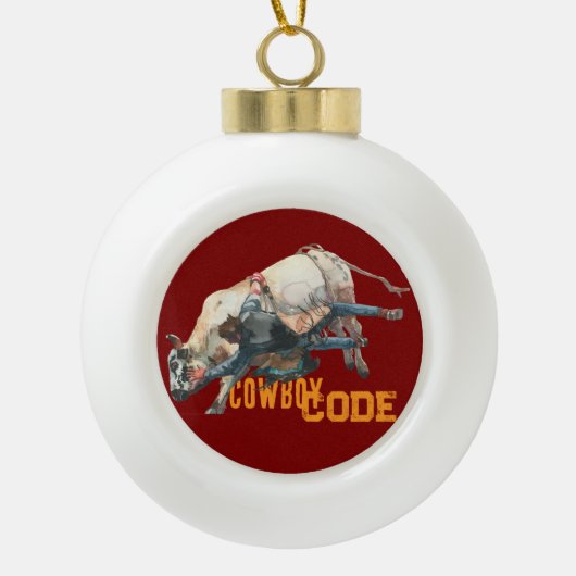 Western Cowboy Rodeo Bull Keramik Kugel-Ornament (Vorderseite)