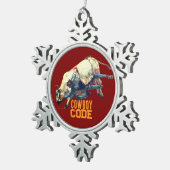 Western Cowboy Rodeo Bull Schneeflocken Zinn-Ornament (Rechts)
