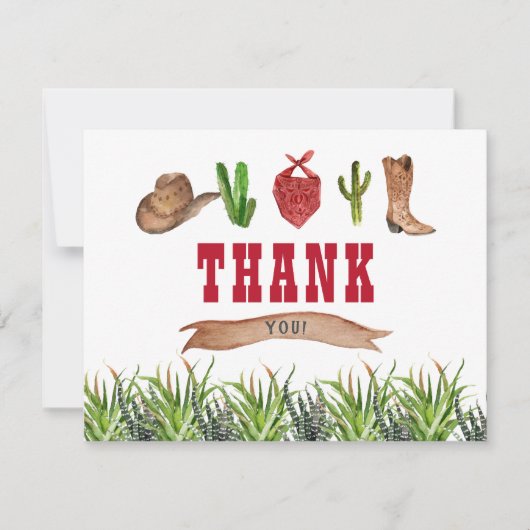 Western Cowboy Rodeo Dankeschön Karte (Vorderseite)