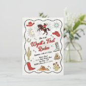 Western Cowboy Rodeo Handzeichnung Geburtstag Einladung (Stehend Vorderseite)