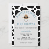 Western Cowboy Rodeo Kuh Print Boy Baby Dusche Einladung (Vorderseite)