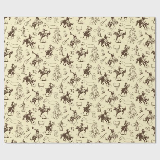 Western Cowboy Rodeo Muster Beige Geschenkpapier (Flach)