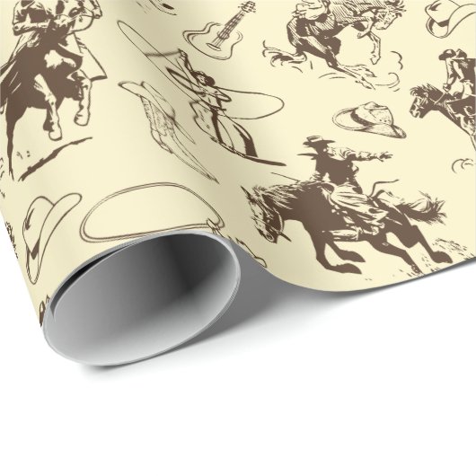 Western Cowboy Rodeo Muster Beige Geschenkpapier (Rolleneckpunkt)