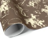 Western Cowboy Rodeo Muster Dark Brown Geschenkpapier (Rolleneckpunkt)