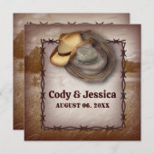 Western Cowboy Rustic Country Wedding Einladung (Vorne/Hinten)