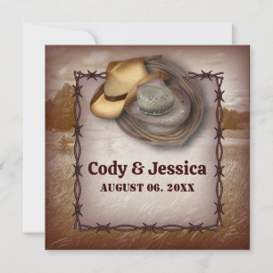 Western Cowboy Rustic Country Wedding Einladung