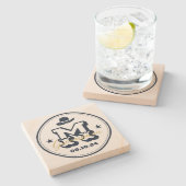 Western Cowboy Rustic Monogram Trauzeuge Trauzeuge Steinuntersetzer (Seitenansicht)