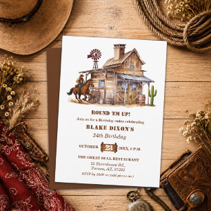 Western Cowboy Saloon 34. Geburtstagsfeier Einladung