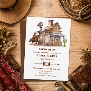 Western Cowboy Saloon 75. Geburtstagsfeier Einladung