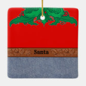 Western-Cowboy-Sankt-Gürtelschnalle-rote Keramikornament (Rückseite)