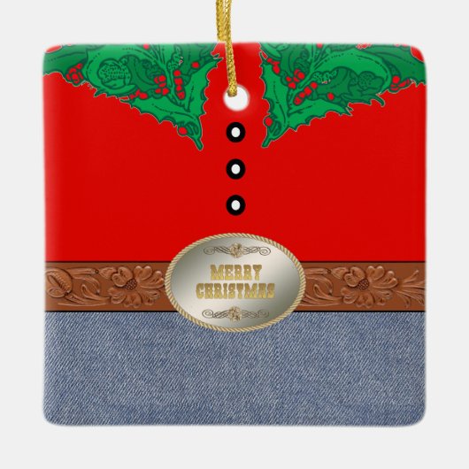 Western-Cowboy-Sankt-Gürtelschnalle-rote Keramikornament (Vorderseite)