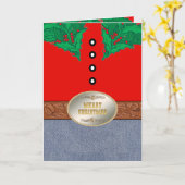 Western Cowboy Santa Belt Buckle Red Shirt Jeans Karte (Gelbe Blume)