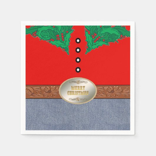 Western Cowboy Santa Belt Buckle Red Shirt Jeans Serviette (Vorderseite)