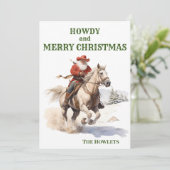 Western Cowboy Santa Christmas Holiday Feiertagskarte (Stehend Vorderseite)