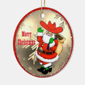 Western Cowboy Santa Keramik Ornament (Links)