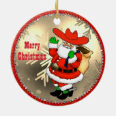 Western Cowboy Santa Keramik Ornament (Hinten)