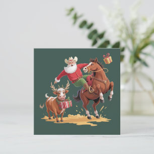 Western Cowboy Santa Weihnachten Rodeo Pferd & Ren