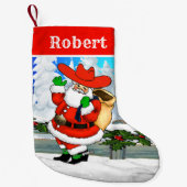 Western Cowboy Santa Winter Szene Kleiner Weihnachtsstrumpf (Vorderseite)