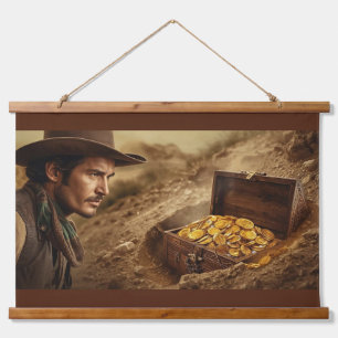 Western Cowboy Schatzmeister Jäger Kunstdruckerei, Wandteppich Mit Holzrahmen
