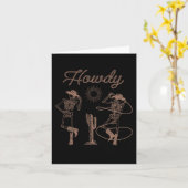 Western Cowboy Skeleton tanzenden Howdy Halloween Karte (Gelbe Blume)