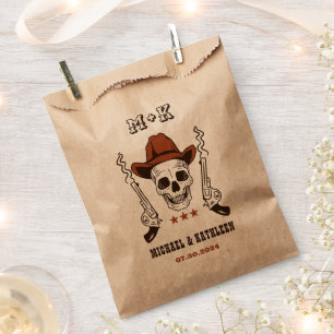 Western Cowboy Skull Monogram Boho Country Wedding Geschenktütchen