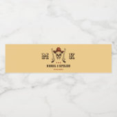 Western Cowboy Skull Monogram Boho Country Wedding Wasserflaschenetikett (Einzelnes Label)