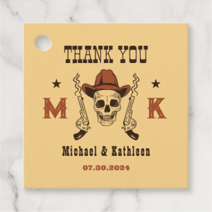 Western Cowboy Skull Monogram Country Wedding Geschenkanhänger