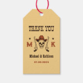 Western Cowboy Skull Monogram Country Wedding Geschenkanhänger (Vorderseite)