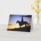Western-Cowboy-Sonnenuntergang-Silhouette Karte (Gelbe Blume)