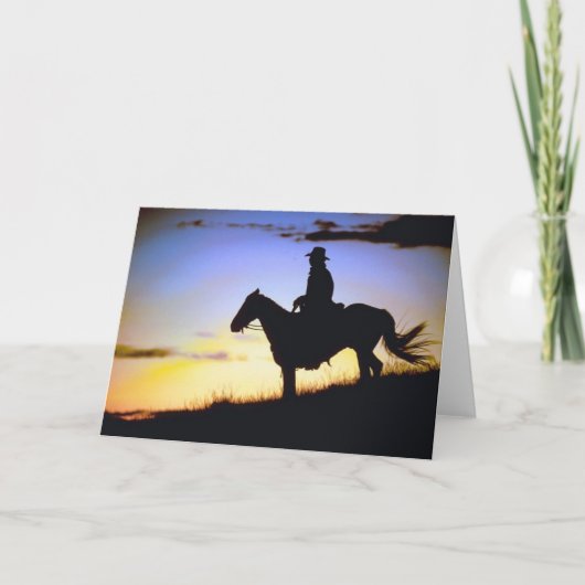 Western-Cowboy-Sonnenuntergang-Silhouette Karte (Vorderseite)