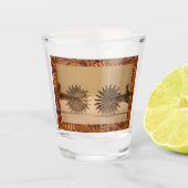 Western Cowboy Spurs Imitate Ledertrimm Schnapsglas (Vorderseite)