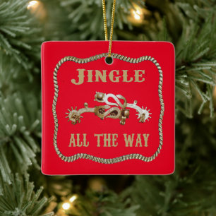 Western Cowboy Spurs Jingle Keramikornament