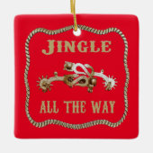 Western Cowboy Spurs Jingle Keramikornament (Vorderseite)