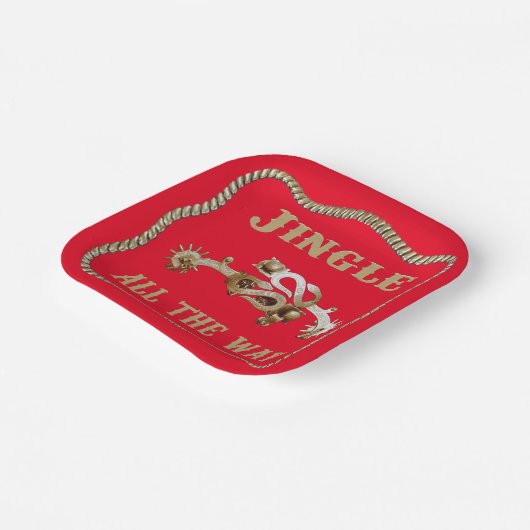 Western Cowboy Spurs Jingle Pappteller (Gewinkelt)