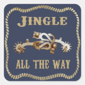 Western Cowboy Spurs Jingle Quadratischer Aufkleber (Vorderseite)