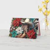 Western Cowboy Stiefel Blumenkuh verbergen Weihnac Karte (Gelbe Blume)