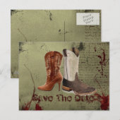 Western Cowboy Stiefel Hochzeit Ankündigungspostkarte (Vorne/Hinten)