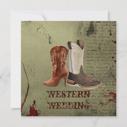 Western Cowboy Stiefel Hochzeit Einladung (Vorderseite)