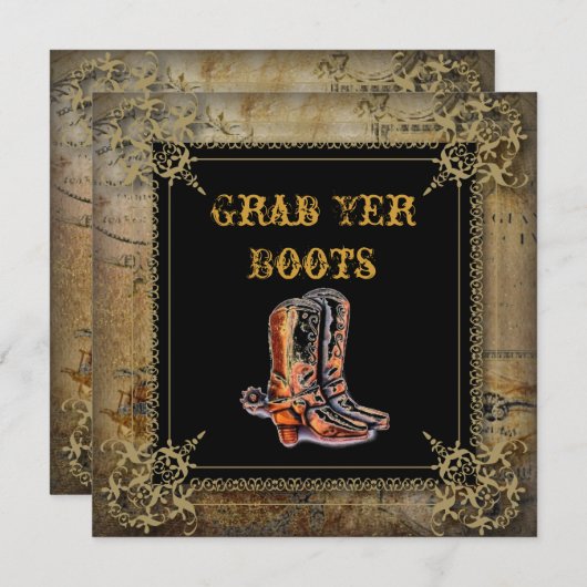 Western Cowboy Stiefel Hochzeit Einladung (Vorne/Hinten)