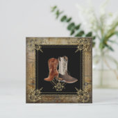 Western Cowboy Stiefel Hochzeit Einladung (Stehend Vorderseite)