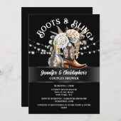 Western Cowboy Stiefel silbergoldblubbly chic Einladung (Vorne/Hinten)