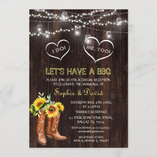 Western-Cowboy-Stiefel Sonnenblumen I DO BBQ Einladung