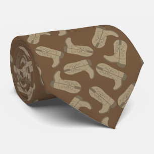 Western Cowboy Stiefel Tan Brown Necktie Krawatte