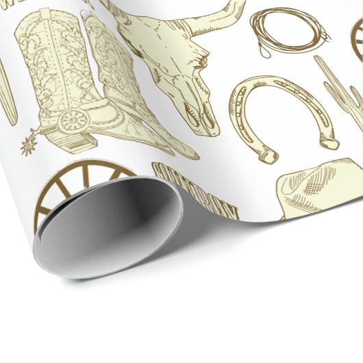Western Cowboy Stiefel und Hut Geschenkpapier (Rolleneckpunkt)