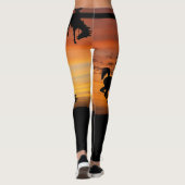 Western-Cowboy-sträubender Pferdesonnenuntergang Leggings (Rückseite)