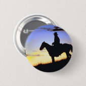 Western Cowboy Sunset Silhouette Button (Vorne & Hinten)