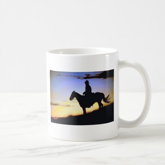 Western Cowboy Sunset Silhouette Kaffeetasse (Rechts)